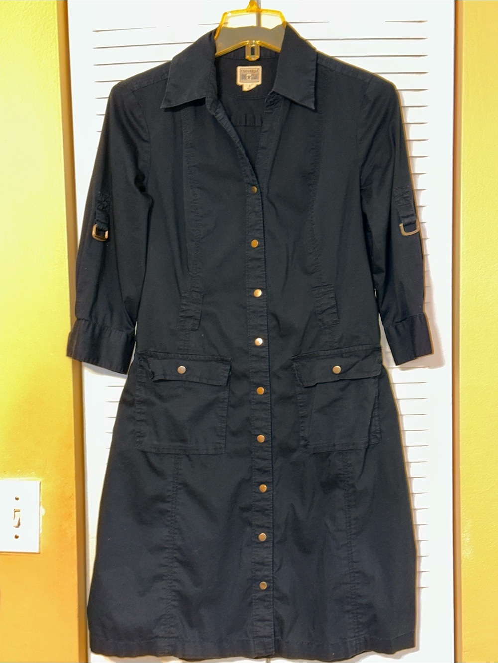 Converse One Star Navy Blue Snap-Front Safari Shirt Dress - Size Small